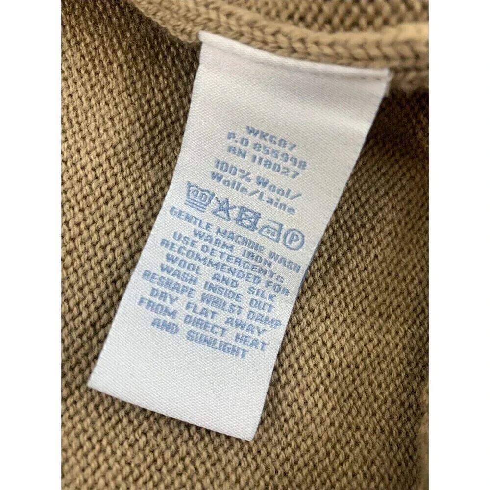 BOGO Boden Tunic Cardigan Wool Sweater Short Sleeve Button Pockets Tan Womens 18